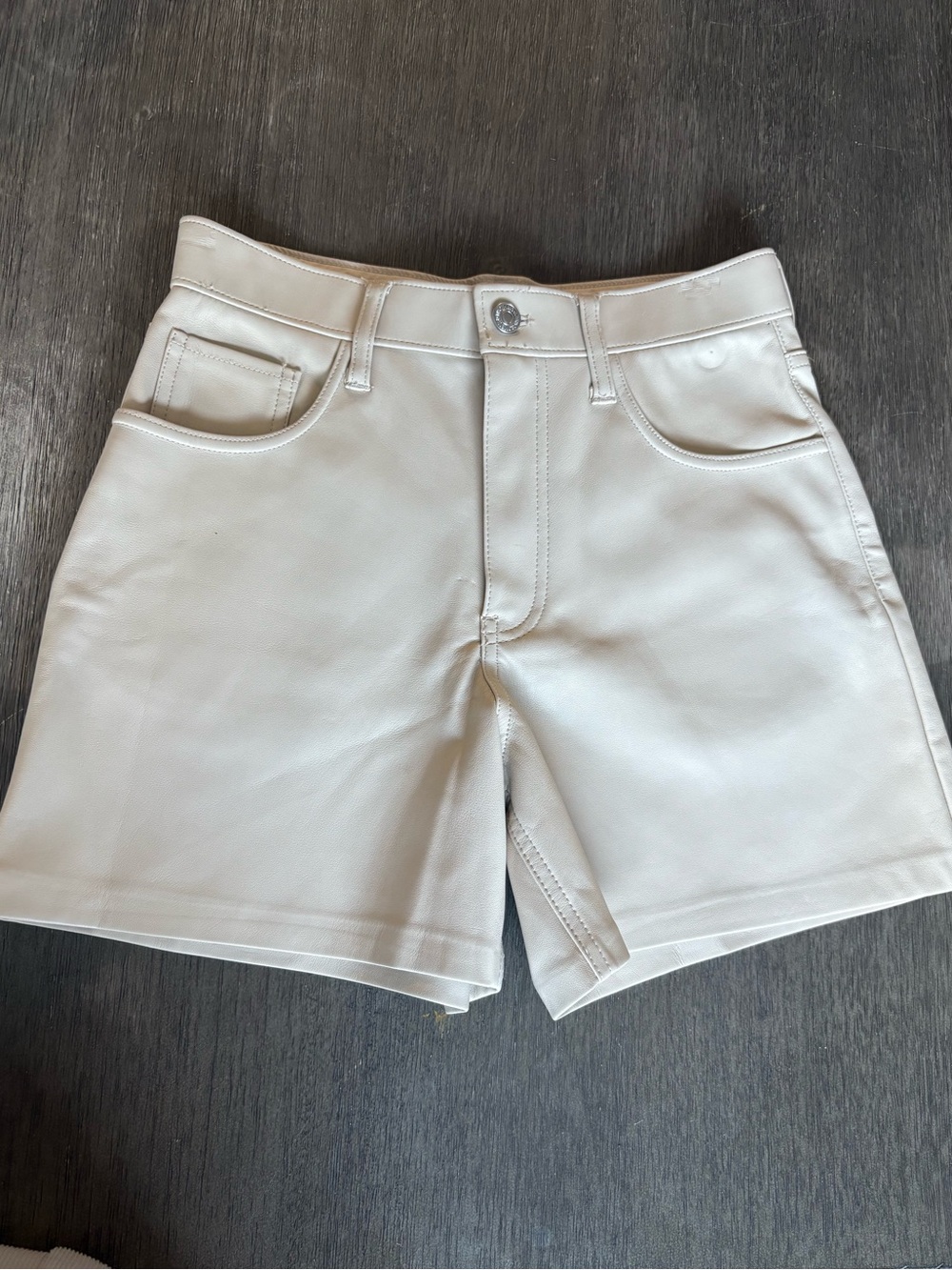 Abercrombie & Fitch Cream Vegan Leather Shorts